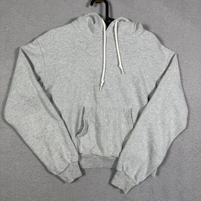 Buck Mason Womens Hoodie Sweater Crop Size X Small Gray Pull Over Adult Cotton