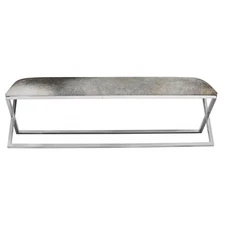Moe's Home Collection Rossi 18.5" Contemporary Leather Bench in Gray