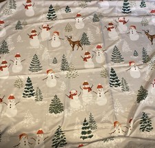 Snowmen St. Nicholas Square Shower Curtain Sz 68X 70" Winter Scene Deer/firs EUC