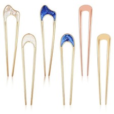 6 PCS Metal U Shaped Hair Pin Stick French Hair Pin Vintage Metal Hair Fork Eleg