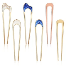 6 PCS Metal U Shaped Hair Pin Stick French Hair Pin Vintage Metal Hair Fork Eleg