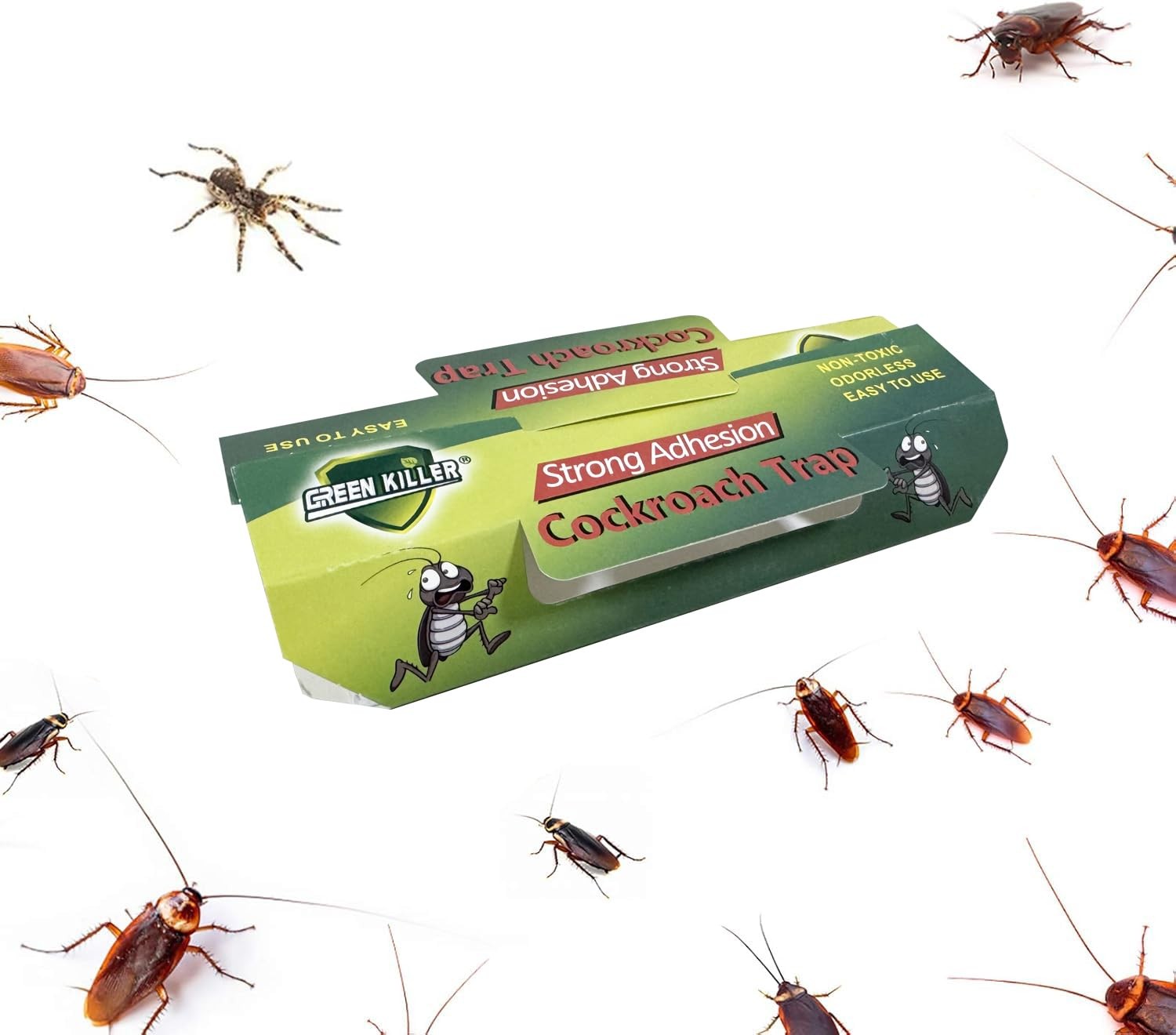 18 Pack Cockroach Trap Sticky, Strong Glue Catchers for Pests in green