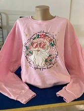"Stay merry and bright" Santa sweatshirt in pink