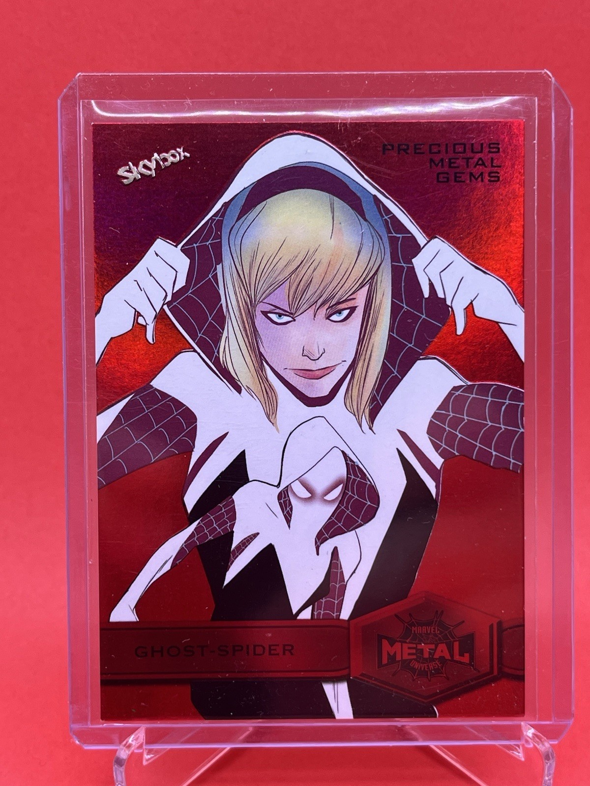 GHOST-SPIDER PSA 8 2022 Marvel Metal Universe Spider-Man PMG Red #128 54/100