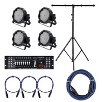 Pa Licht Anlage 4X Led Scheinwerfer Rgbw Dmx Controller Usb Kabel Traverse Set