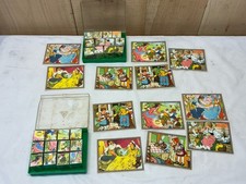 2- Hermann Eichhorn Wood Fairy Tales Puzzle Blocks w/ Case West Germany 6 scenes