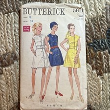 Vintage 60  s/70  s Dress pattern Butterick 5611 Size 12/34 Cut