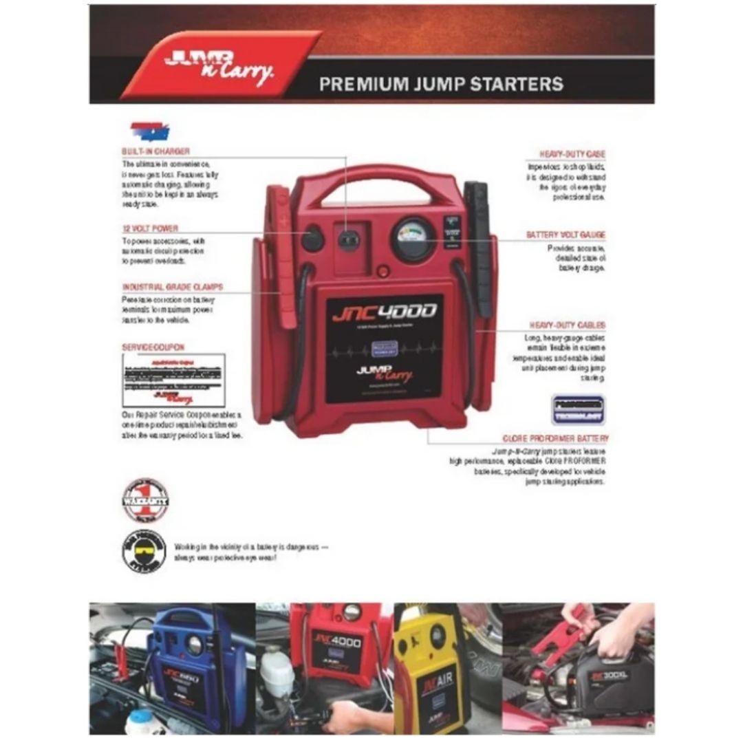 Clore Automotive Jump-N-Carry JNC4000 1100 Peak Amp 12V Jump Starter