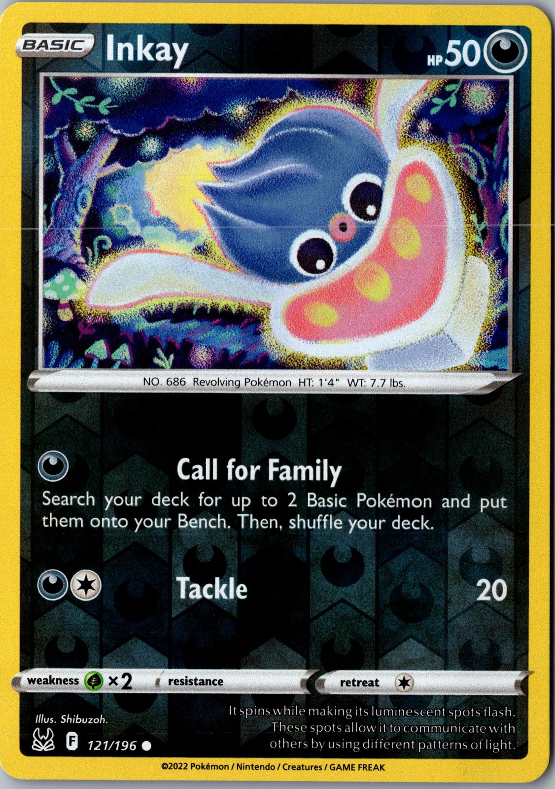 Inkay 121/196 Reverse Holo Common SWSH11 SWSH11: Lost Origin LP Pokemon Card