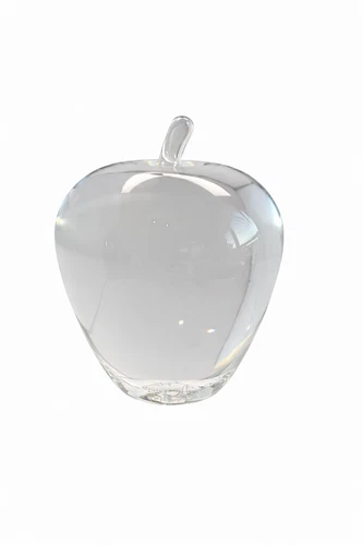 Vintage Steuben Crystal Glass Apple Paperweight Clear Signed 3.75" USA
