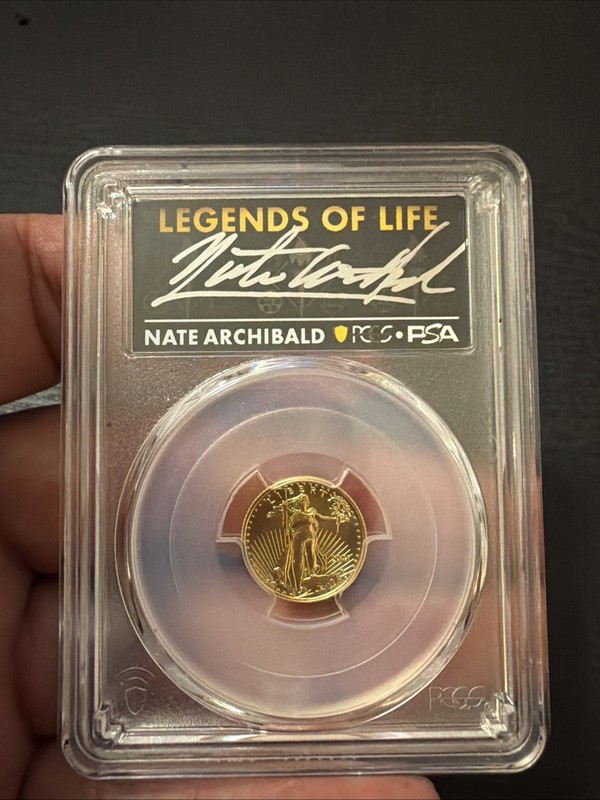 2021  1/10 Gold Eagle-NBA Hall of Fame.  PCGS  MS70-Type 2-Nate Archibald-RARE!