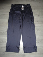 M&S MARKS & SPENCER ROSIE BLACK SATIN PYJAMA BOTTOMS UK SIZE 16 SHORT