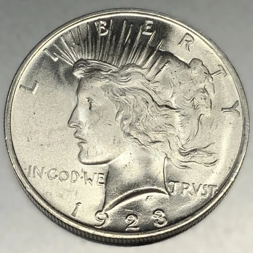 1923 Peace Silver Dollar Philadelphia Mint 90% Silver Gem BU Mint Luster - 1987