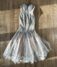 Glamour by Terani Couture Mermaid Style Sequined Pink Gown