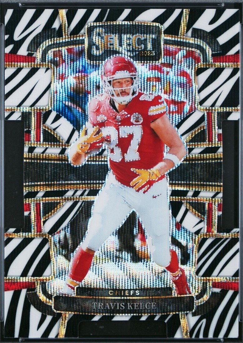 2023 Panini Select - Concourse Travis Kelce #50 Zebra Prizm Die