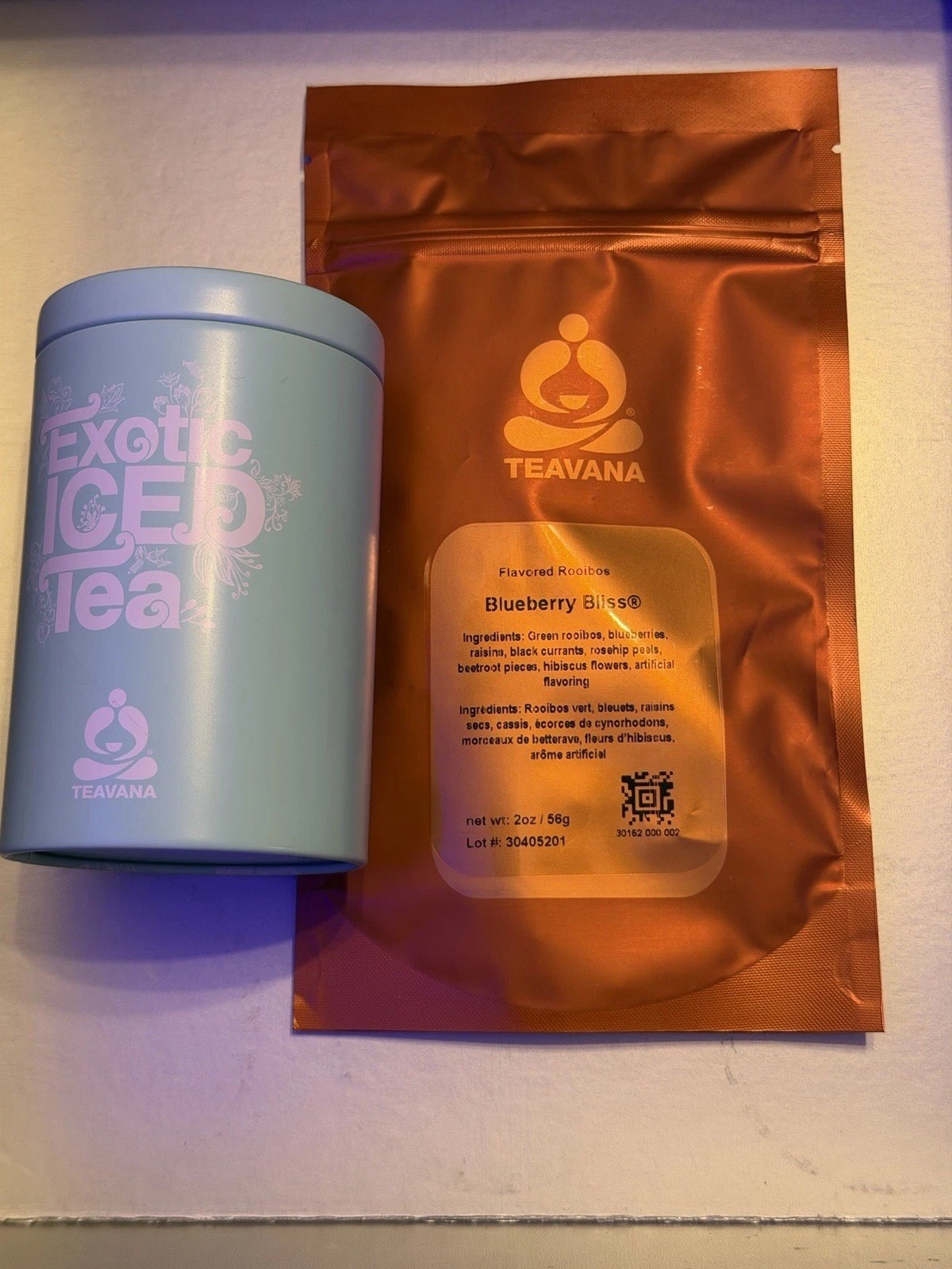 Vana Blueberry Bliss Rooibos Loose Leaf Tea $ Tin 2oz Sealed Bag