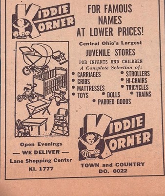 1950s Kiddie Korner Central Ohio Juvenile Stores Vintage Advertisement Flyer