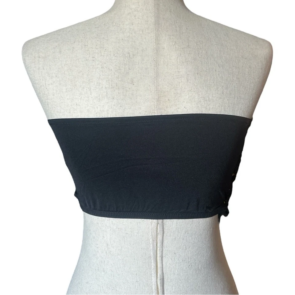 Bandeau sin tirantes de encaje floral negro Free People con sujetador de estante incorporado XL Foto 4 de 4