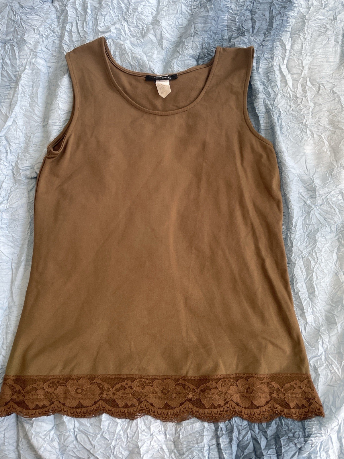 Jonden Brown Lace Trim Tank Top Women’s Y2K Layering Cami Sleeveless Blouse