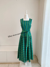 ALEMAIS MAXI DRESSES COTTON GREEN STRIPED COLOR MATCHING SLEEVELESS DRESS 2026