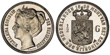 NETH Wilhelmina I 1898-halberd cadu.1/2 Gulden PCGS PR64 Ext. rare date in proof