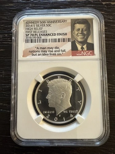 2014 S High Relief 90% Silver Kennedy Half Dollar NGC SP70 PL Enhanced Finish