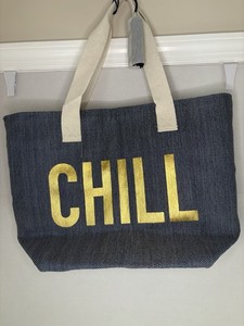 Insulated Cooler Bag Dark Blue Gold White with CHILL Gold Lettering