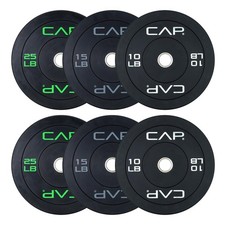 CAP 2-Inch Olympic Bumper Plate Weight Set 100-370 Lbs Multiple Colors Sto
