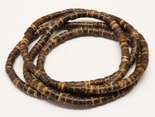 Vintage Coconut Shell Heishi Necklace Tribal Beaded D5391