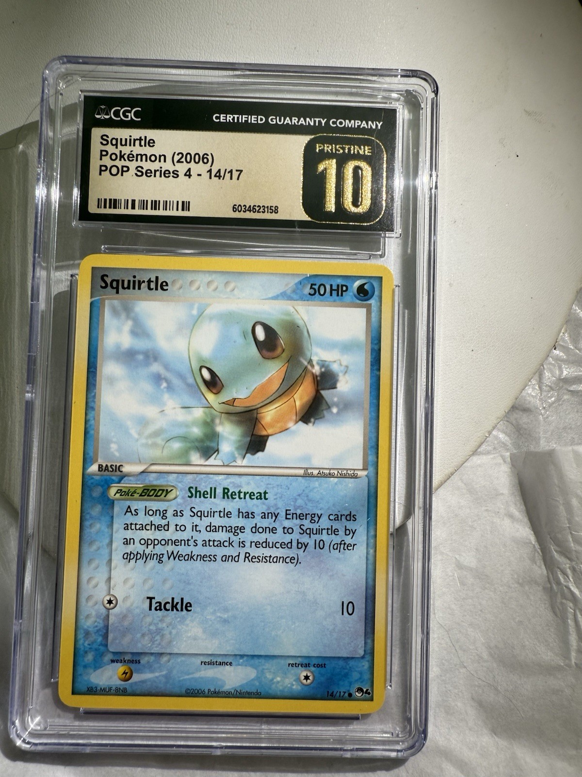 2006 CGC PRISTINE 10 Pokemon Card Squirtle Pop Series 4 14/17 NM-MT