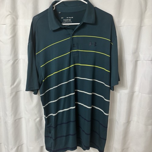 Under Armour Poloshirt Herren XL grün gestreift Playoff Performance Golf Freizeit - Bild 2 von 5