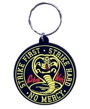 Cobra Kai Key Ring Strike First Hard No Mercy Keychain Rubber Keyring Bag Tag