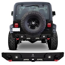 Vijay New Rear Bumper With Led Lights D-rings For 1987-2006 Jeep Wrangler Tj Yj