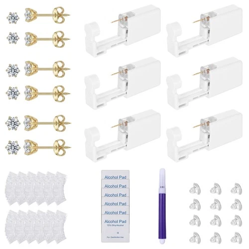 43 Pcs Ear Piercing Kit Disposable, Ear Piercing Gun 3/4/5mm Gold Studs - product listing photo