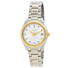 Seiko Diamonds Quartz Silver Dial Two-Tone Ladies Watch SUR582P1