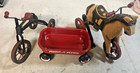 Miniature Radio Flyer Red wagon Radio Shack + Tricycle + Ride-on Horse (C)