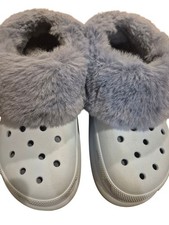 Crocs Fuzzy Lined Clogs Light Gray Size W4 M6
