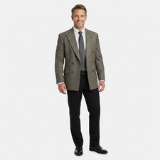 Christian Dior Monsieur 42S Double Breasted Blazer Gray Herringbone Windowpane