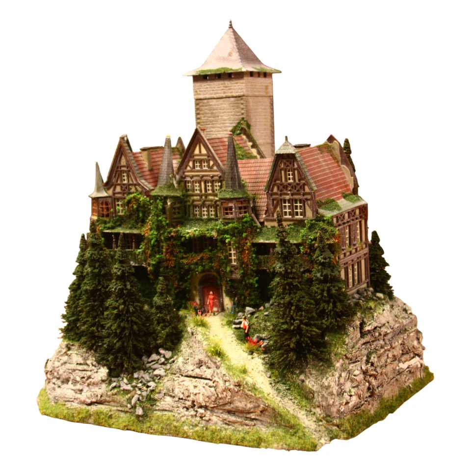 Diorama H0/1:87 BURG Jagdschloss Festung + Berg Granit Felsen begrünt# patiniert - Bild 2 von 4