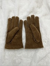 Vintage Sears Brown Suede Gloves Womens Medium Acrylic Lining