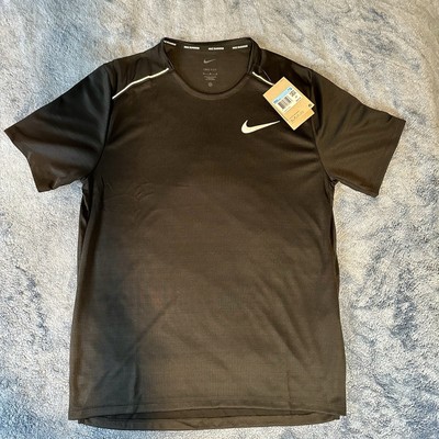 Nike Dri-FIT Miller Running Shirt Men s Size L Black Reflective AJ7565-010