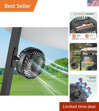 Golf Cart Fan Rechargeable Magnetic Base Battery Operated Portable Fan 3 Spee...
