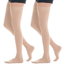 2 Pairs Compression Stockings, Thigh High 20-30mmHg Compression Stocking for ...