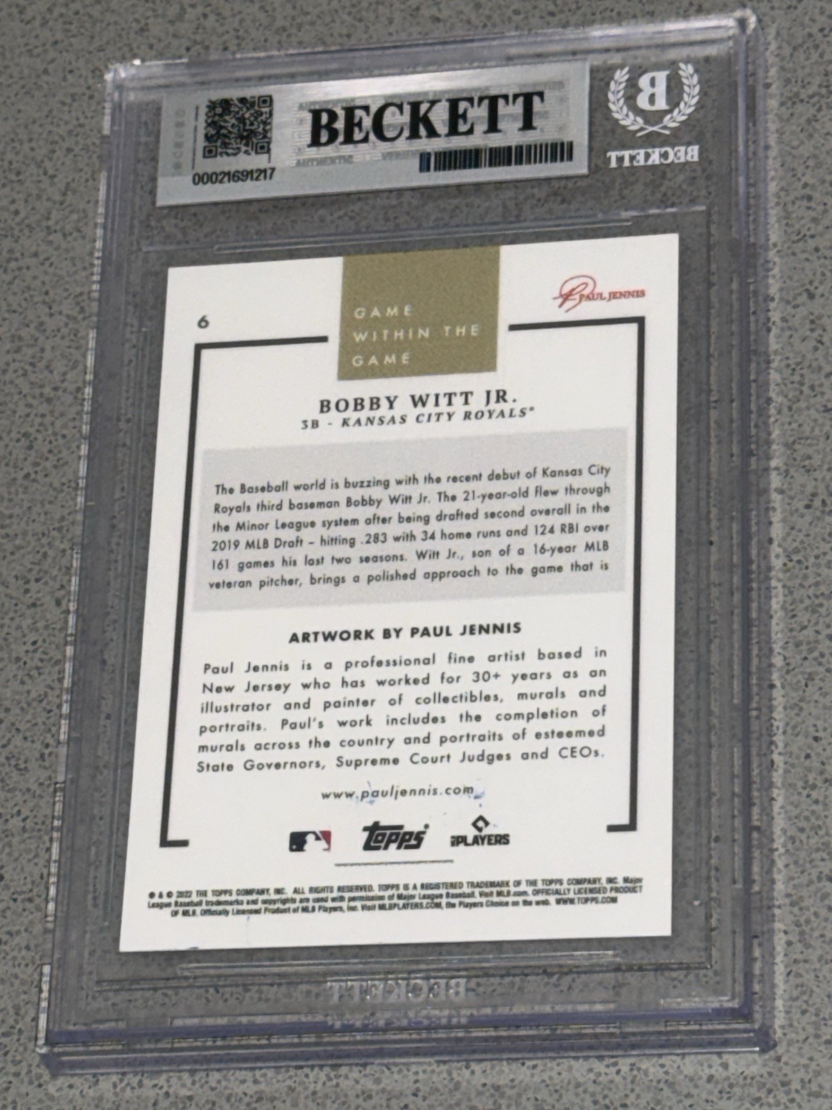 2022 Topps Game Within The Game #6 Bobby Witt Jr. Signed RC Rookie Auto BAS BGS view 4
