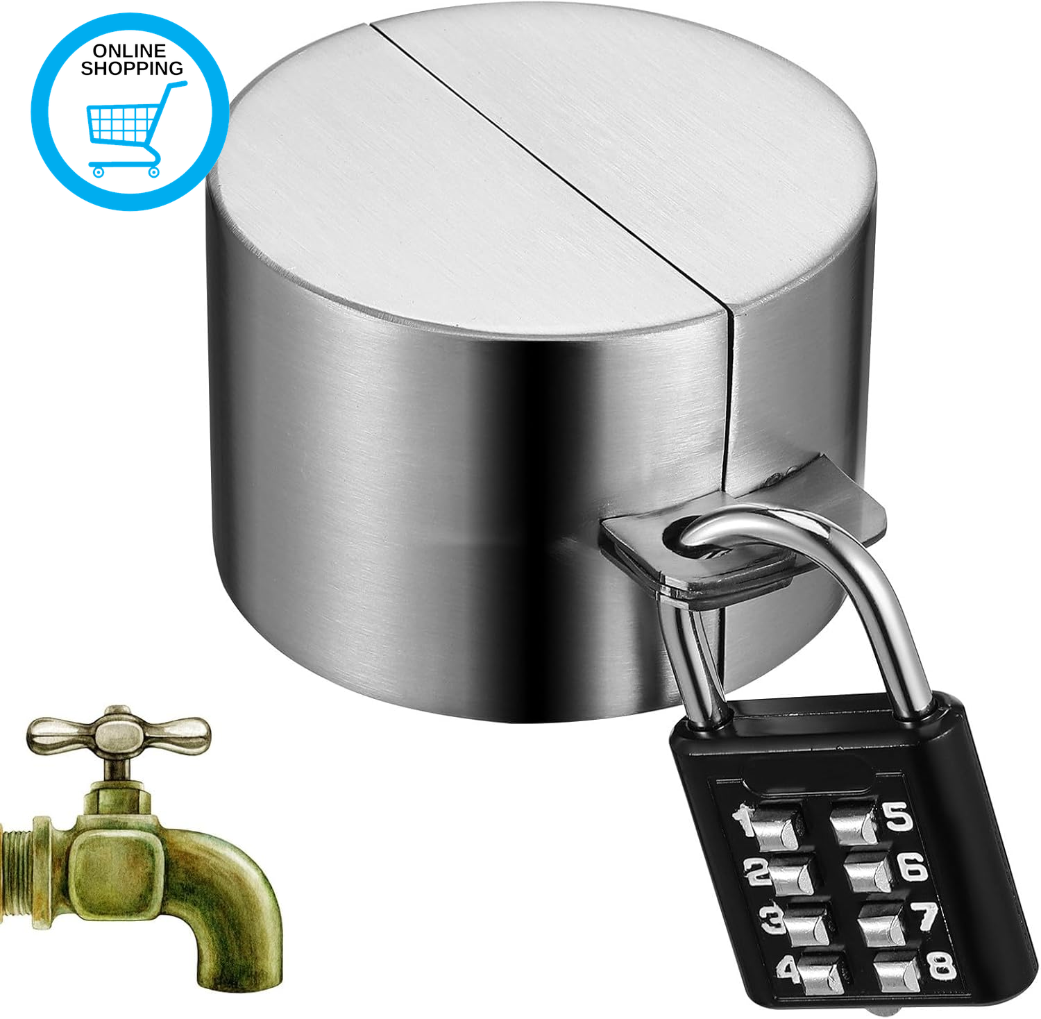 Outdoor Hose Bib Lock with Coded Padlock Weather-Resistant Faucet Lock Cover for