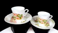 Antique German Iridescent Lustreware Miniature Demitasse Cup & Saucer with Gilt and Pink Wave Decoration — listing 4