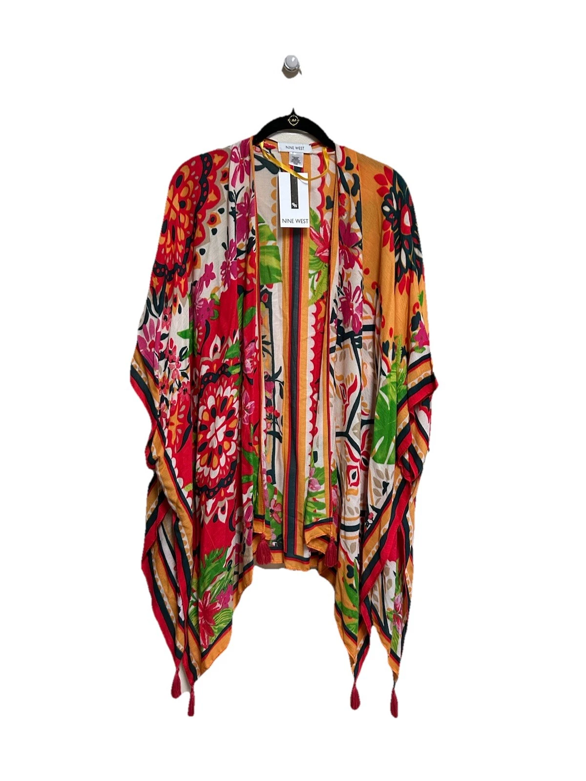 Nine West Poncho Duster coverup kimono One Size Floral Tropical Resort Wear NWT