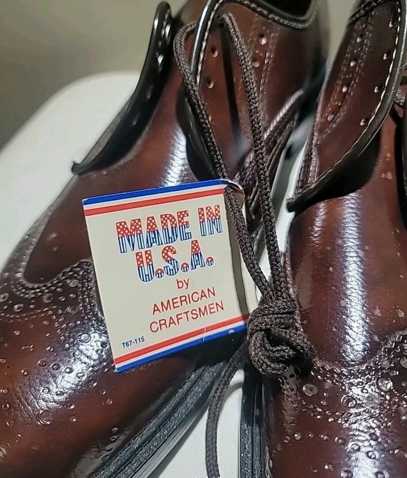 Zapatos de vestir Oxford vintage JB de cuero marrón con punta de ala para hombre talla 12W hechos en EE. UU. NUEVOS CON ETIQUETAS Foto 4 de 4