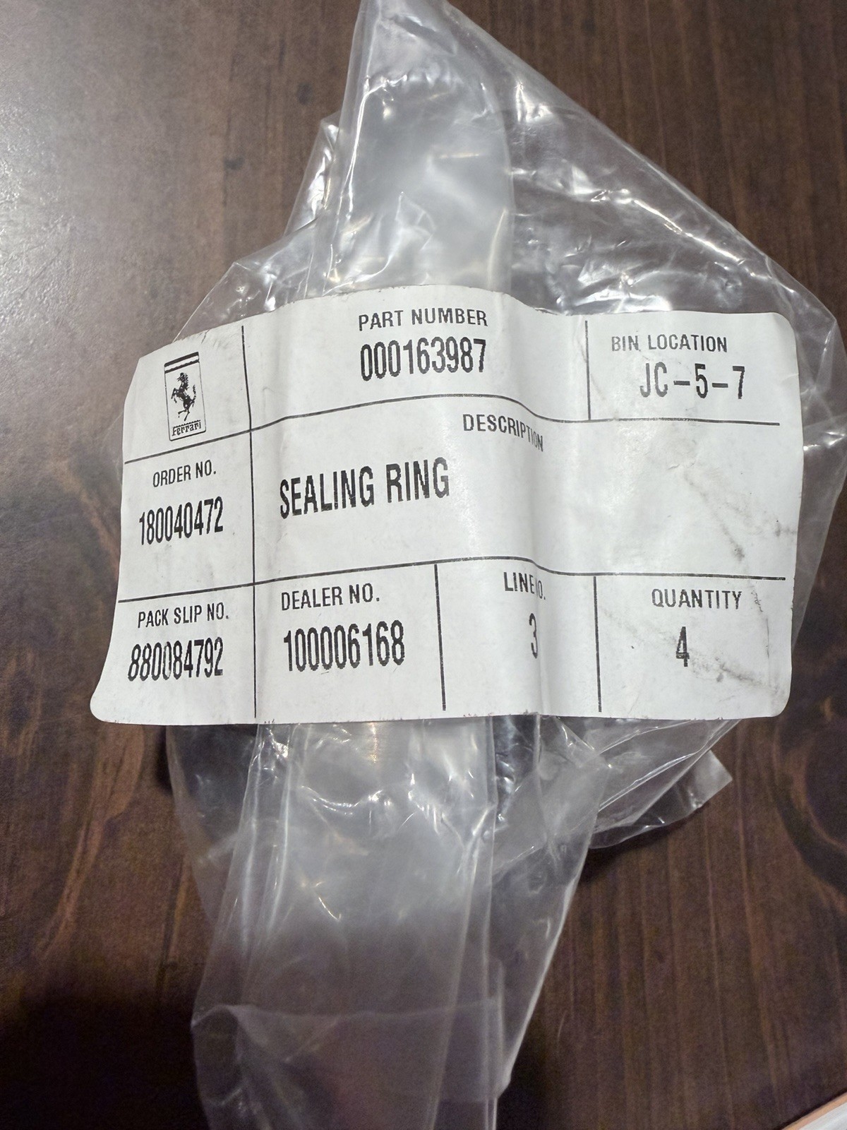Genuine Ferrari Camshaft Seals Set Of 4, p/n 163987