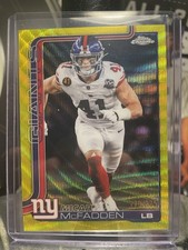 Topps Chrome 2025 Micah McFadden #232 New York Giants Yellow Wave Refractor /275